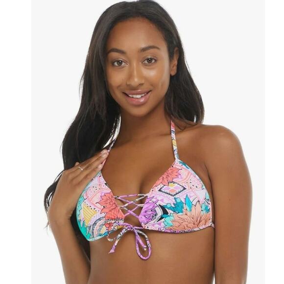 Body Glove Baby Love Bikini Top & Smoothies Basic Bottom Sz Large Orange Floral - Picture 1 of 16